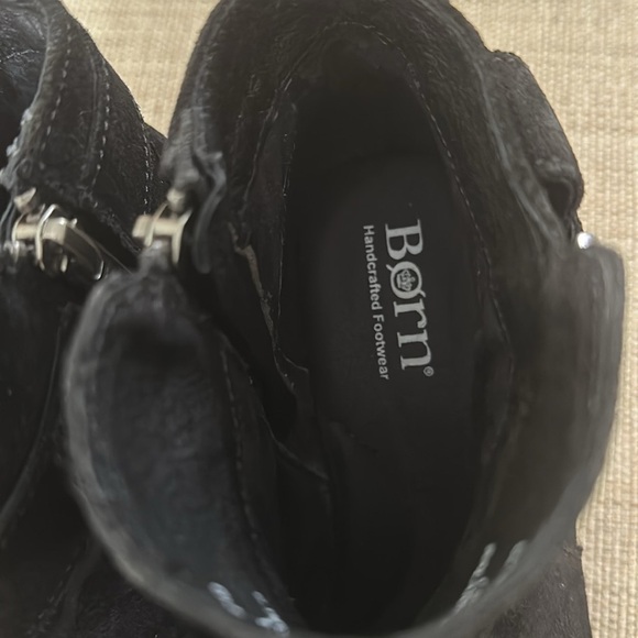 Born Distressed Suede Bootie Stacked Heel Side Zipper Buckle Detail Size 6/ 36.5 - Picture 8 of 12